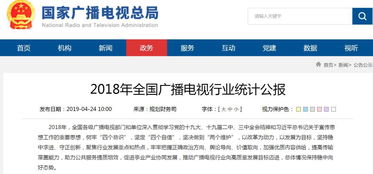 2018广播电视服务业收入6952.14亿 总局发布统计公报五大维度数据